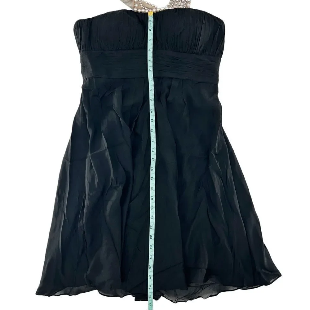 Aidan Mattox Midi Pearl Gem Collar Black Silk Dress Size 8 - Picture 11 of 13